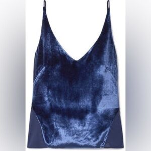 J Brand Lucy Velvet And Silk-georgette Camisole - Blue